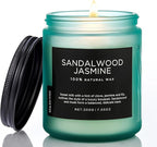M&SENSE Sandalwood Jasmine Scented Candles, Natural Soy Wax Best Smelling Candle 7.05oz 50 Hour Burning Floral Non Toxic Single Cotton Wick Aromatherapy Gifts for Women Friend