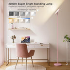 SUNMORY Soft Pink Torchiere Floor Lamp for Bedroom and Office – Elegant Standing Lamp with Modern Design, Perfect for Ambient Lighting in Living Spaces