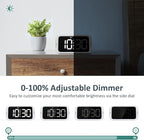 Digital Dual Alarm Clock for Bedroom, Easy to Set, 0-100% Dimmer, USB Charger, 5 Sound Adjustable Volume, Weekday/Weekend Mode, Snooze, 12/24Hr, Battery Backup, Compact Clock for Bedside(White)