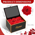 ADDWel Preserved Rose Gift Box with 4x6 Photo Frame, Romantic Flower Gifts for Women, Wife or Girlfriend, 6 Eternal Roses for Delivery on Christmas, Birthday, Anniversary, Valentine’s Day