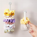 Cunhill Adhesive Scrunchie Holder DIY Hair Accessories Organizer Wall Hooks Waterproof Scrunchy Storage Stick Scrunchies Holder Organizer Headband Hairband Hair Ties Holder (Stretchable Style, Beige)