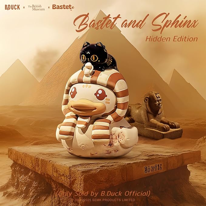 B.Duck x British Museum Blind Box, Egyptian God Collectible Duck Figurines Series,Home Decorations, Holiday Birthday Gifts (B.Duck x Bastet Series, Whole Set (6 Item))
