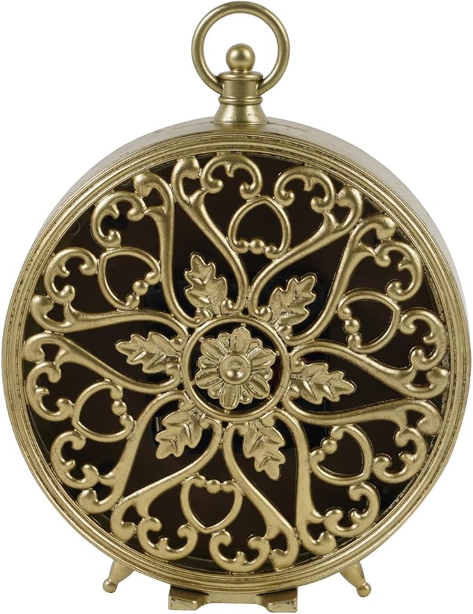 NIKKY HOME Gold Table Clock, Silent Non-Ticking Shelf Desk Top Clock Battery Operated Classic Design, Decorative Home Decor for Living Room, Fireplace Mantel, Desktop, Countertop