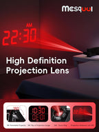 Mesqool Digital Projector Alarm Clocks for Kids Bedroom,Plug-in Clock with 180° Projection on Ceiling Wall,Dual Alarms for Heavy Sleepers,Battery Backup,USB Charging Port,Easy-to-Set,Dimmer,Snooze
