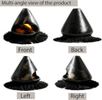 Ceramic Palo Santo Holder Burner,Incense Cone Holder,Mini Chiminea for Palo Santo Sticks and Sage Burner,with Handmade Heat Insulated Mat,Dust Brush,Metal Tweezer. (Black with Stripes)