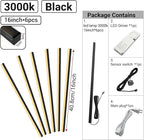 HAMRVL Black LED Recessed Lighting Kit - 6 PCS 16-Inch 3000k Dimmable Warm White LED Lights with Touch Switch, Wall Panel Light for Wood Slat Wall Panels, Headboards, Stairs, Under Cabinet, Home Decor