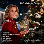 Christmas Snow Globe Lantern,Christmas Lantern with 8 Christmas Theme Music,Christma Snow Globe Gifts Water Glittering Swirling Christma Home Decoration