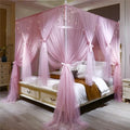 VETHIN 4 Corners Post Princess Bed Canopy Curtain Double Layer Cozy Drape Netting 4 Opening Mosquito Net for Girls & Adults Bedroom Decoration Accessories (Double Pink, 78" W*86" L*82"*H/(King))