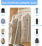 Suit Bags for Closet Storage Garment Bag (24'' x 40'' Set of 12) Clear Garment Bags for Hanging Clothes Plastic Waterproof Suit Cover Bag with Zipper for Coats, Jackets, Shirts Closet
