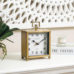 NIKKY HOME Small Gold Table Clock, Silent Non-Ticking Classic Battery Operated Decorative Mantel Desk Shelf Clock for Living Room Decor
