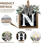Ultra Large 14'' Last Name All Year Round Front Door Wreath with 26 Initial Letter Welcome Sign All Seasons Eucalyptus Garland and Bow Wreaths for Front Door Porch Farmhouse Decoration (N)
