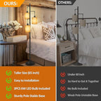 3 Lights Boho Floor Lamps with ON/Off Foot Switch Tree Standing Lamp with Hanging Lampshades Farmhouse Floor Lamp Tall Pole Lamp for Living Room Bedroom Office, 3 PCS 6W Bulbs Included