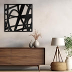 SIGNLEADER Metal Wall Art Decor Abstract Black Stroke Lines Minimalist Modern Abstract Wall Sculpture Hangings Home Decoration for Living Room, Bedroom, Bathroom, Kitchen, Outdoor - 18" Black