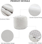 Sexysamba Round Corduroy Pouf Cover Only, 20"x 16" Unstuffed Decorative Ottoman Foot Stool Rest, Washable Storage Bean Bag Chair Floor Pouf Covers for Living Room Bedroom, Grey