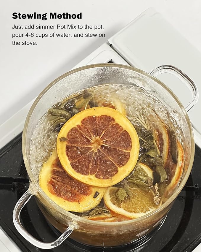Potpourri Simmering, Sage Citrus Simmer Pot Kit with Sage, Dried Orange Slices, Grapefruit, Salt Stovetop Potpourri Kits for Spring Cleansing House, Abundance, Money, Negative Energy Cleanse