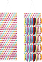 Tudomro Hanging Headband Holder for Girls Felt Hair Accessories Organizer with 60 Elastic Bands Bow Hanger for Girls Hair Bows Without Headbands(Plain Style,Colorful)
