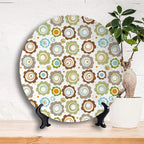 Ceramic Display Plate, Floral Ceramic Hanging Decorative Plate, Traditional Retro Polka Dots Cartoon Style, 6 Inch, Living Room Kitchen Decoration Household, Multicolor