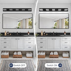 Bathroom Vanity Lighting Fixtures Over Mirror (5-Light, 40-Inch) Dimmable Modern LED Bathroom Wall Lighting Fixtures, Matte Black (3000K/3500K/4000K/5000K/6000K)