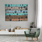 VUMIVI Dog Paw Print Tapestry Rustic Farmhouse Vintage Wood Paneling Home Decor Tapestry Wall Hanging for Living Room Bedroom Dorm Classroom Aesthetic Decor W40xL30in