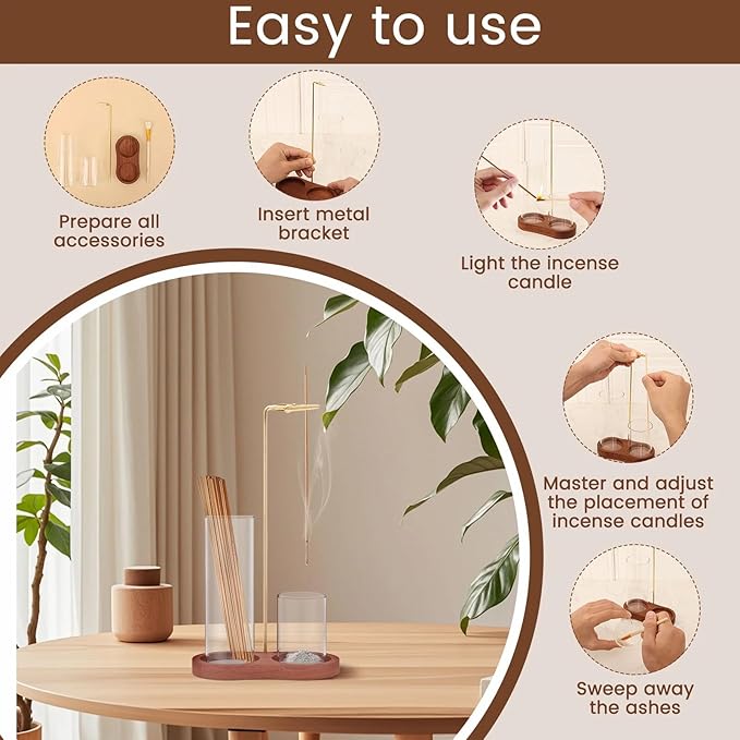 2 in 1 Incense & Candle Holder, Hanging Incense Burner, Incense Holders and Burners, Fragrance Holder Organizer with Ash Catcher for Meditation Yoga Spa Home Decor (Vintage Color)