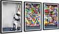 Novatique Graffiti Canvas Wall Art Pop Art Wall Decor Behind the Curtain With Framed Graffiti Poster Artwork for Living Room Office,24" x 36" x 3pcs