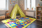 Booooom Jackson Kids Rug ABC Educational Rugs, 4'11x6'7'' Non-Slip Alphabet Carpet Preshool Rug for Kidsroom, Playroom, Daycare, School, Classroom, Yellow