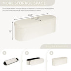 B FSOBEIIALEO Ottoman with Storage for Living Room, Sherpa Folding Storage Ottoman Foot Rest, 43.3 Inches Collapsible Bedroom Bench White