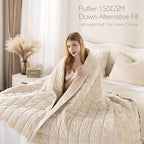KASENTEX Greek Velvet Queen Quilt Set, 3× Softer Luxe Sheen, 100% Cotton Backing, 150GSM Down-Alternative Fill, Expanded 98×98" Coverage for Fuller Side Drape (1 Quilt + 2 Pillow Shams), Sandshell