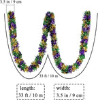 Mardi Gras Garland Decorations,50Ft Glitter Tinsel Garland Decor for Tree Mantle Bedroom Office Classroom Party Indoor Outdoor Holiday Home Green Gold Purple