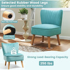KOMFOTT Velvet Accent Chair, Modern Armless Sofa Chair with Solid Rubber Wood Legs, Wingback Leisure Chair with Thick Cushion, Upholstered Side Chair for Living Room, Bedroom, Turquoise