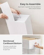 SONGMICS Set of 4 Large Size Wardrobe Clothes Organizers, 6-Compartment Foldable Drawer Organizers with Handles, 16.5 x 11.8 x 6.7 Inches, for Pants, Sweaters, Jeans, Cloud White URUS009W04