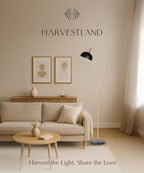 HarvestLand Halo Brass Floor Reading Lamp – Standing Reading Lamps with Solid Base, Black Reading Floor Lamp for Living Room, Bedside Table or Over Chair Use, Reading Light Standing Lamp