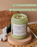 M&SENSE Eucalyptus & Mint Candles Home Scented, Natural Non Toxic Soy Candle, 19.4oz 110H Long Lasting Aromatherapy Candle for Stress Relief, Meditation, Spa, Relaxing Gifts for Men Women
