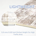 IOHOUZE Abstract Runner Rug 3x18 Ft Extra Long Washable Runners for Hallways, Non Slip Kitchen Runner Printed Faux Wool Entryway Runner Indoor, Modern Abstract Floor Carpet for Hall Stair, Beige Brown