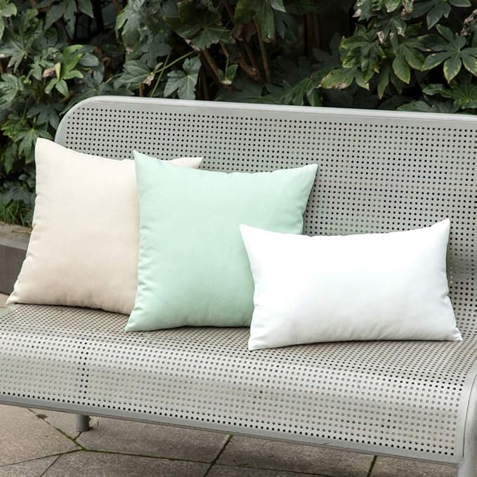 MIULEE Pack of 2 Decorative Outdoor Solid Waterproof Throw Pillow Covers Faux Linen Garden Farmhouse Cushion Cases for Patio Tent Balcony Couch Sofa 20x20 Inch Beige