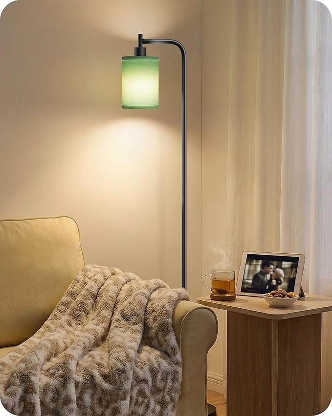 Dimmable Floor Lamp for Living Room with Remote and Foot Switch, Modern Standing, Corner Lamp,10W Bulb 3 Color Temperatures, for Bedroom, Office, Corner, ETL Listed, Black and Green J19LD05