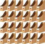 Thenshop 24 Pcs Cardboard Magazine File Holders Magazine Book Bin Box with Label Sticker Paper Organizer Storage Folder for Desk Shelves School Classroom Office Supplies(Classic,Brown)