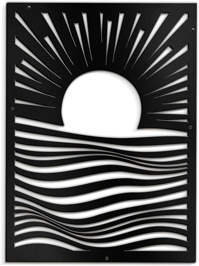 SIGNLEADER Metal Wall Art Decor Moons in Landscape Minimalist Modern Abstract Wall Sculpture Hangings Home Decoration for Living Room, Bedroom, Bathroom, Kitchen, Outdoor - 30" Black