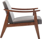 Accent Chair with Velvet Upholstery and Solid Wood Frame, Classic Mid-Century Modern Living Room Furniture for Extra Seating, Grey