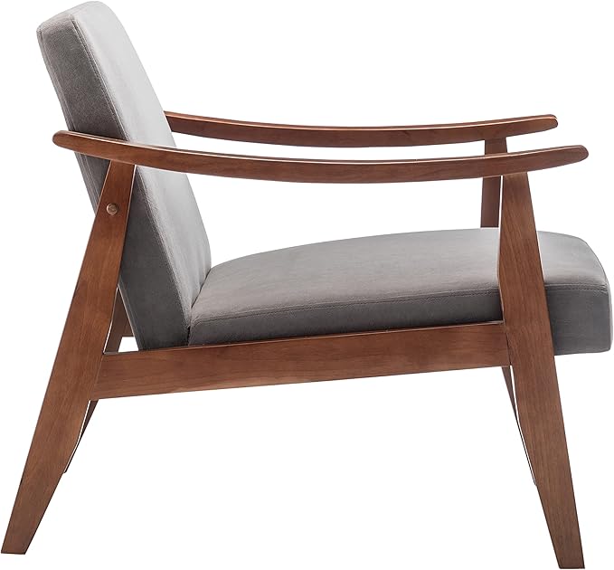 Accent Chair with Velvet Upholstery and Solid Wood Frame, Classic Mid-Century Modern Living Room Furniture for Extra Seating, Grey