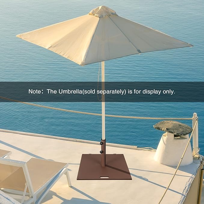 Tangkula 50 LBS Patio Umbrella Stand, Heavy Duty Umbrella Stand w/Wheels & Handle, Fits for 1.6’’-1.9’’ Umbrella Pole, Outdoor Square Umbrella Base for Deck, Pool, Garden, Backyard (Bronze)