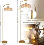 Vintage Floor Lamps for Living Room Glass Floor Lamp with Remote Control & 3 Color Temperature,Dimmable Floor Lamp Gold Mid Century Modern Standing Lamp Brass Tall Floor Lamps for Bedroom Corner