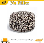 Asuprui Animal Pouf Ottoman Unstuffed Ottoman Foot Rest Round Fuzzy Pouf Seat Bean Bag Foot Rest Foldable Floor Chair Storage for Living Room Bedroom Leopard Print