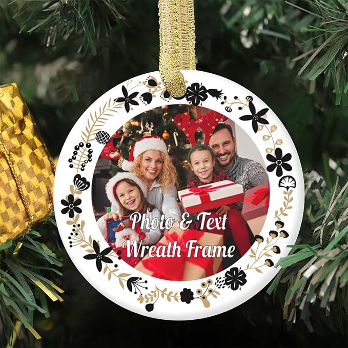 Personalized Custom Photo Ornaments for Christmas Tree - Ceramic Hanging Xmas Ornaments for Couples, Family, Wedding