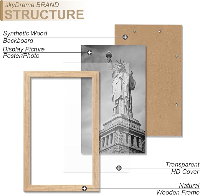 Natural Solid Wood 5x10 Picture Frame, Display 5 x 10 Inch Picture Poster Photo, Vertical & Horizontal Wall Hanging - 2 Pack/Natural/5"x10"