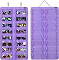 AROUY Sunglasses Organizer Storage, Hanging Dust Proof Wall Pocket Glasses Organizer - 16 Felt Slots Sunglass Organizer Holder with Metal Hook and Sturdy Rope (Dust Proof, Purple)