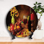 Ceramic Plates, Winery Decorative Ceramic Plates, Still Life Fruits Flowers, 7 Inch, for Dining, Parties, Wedding, Multicolor