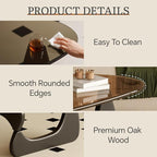 Coffee Table for Living Room Mid Century Modern Center Table with Glass Top and Wood, Brown/Black