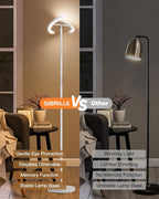 White Floor Lamp, Modern Stepless Dimmable Standing Lamp 3000-6000K, 20W LED Rotatable Reading Tall Lamp, Touch & Remote Control Uplighter Floor Lamps for Living Room Bedroom Office