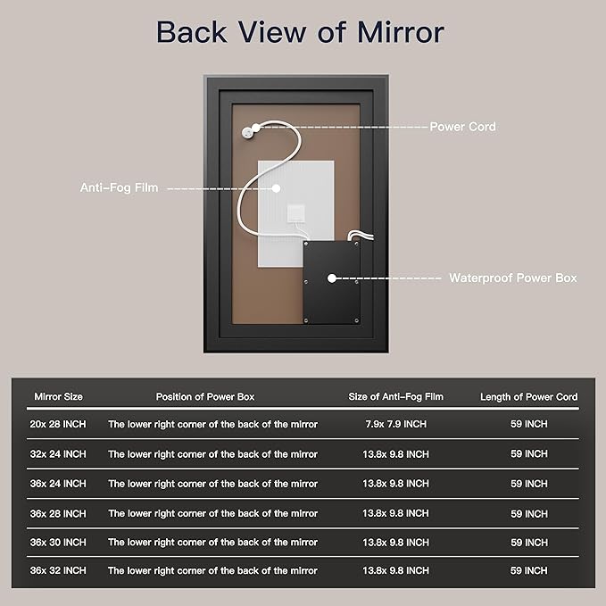 ISKM Framed LED Mirror for Bathroom 36"x30", Dimmable LED Bathroom Mirror with Lights, Anti-Fog, Front and Backlit Lighted Mirror 3-Colors, Shatterproof, Memory Function